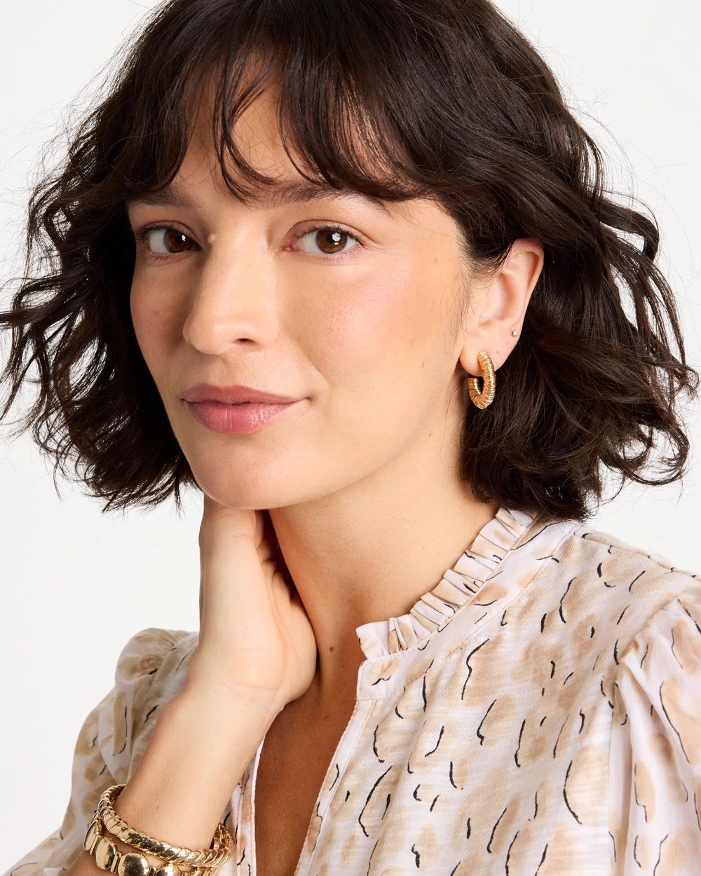 Crinkle Goldtone Hoop Earrings