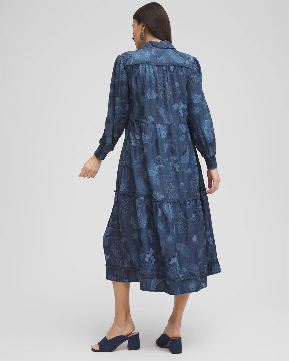 Chambray Fray Trim Tunic Dress