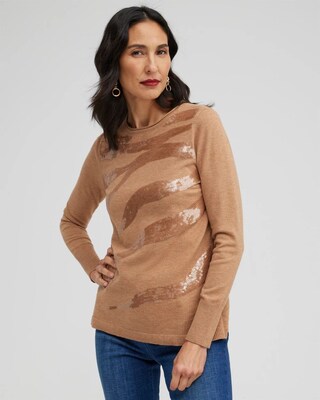 ECOVERO Sequin Animal Print Sweater