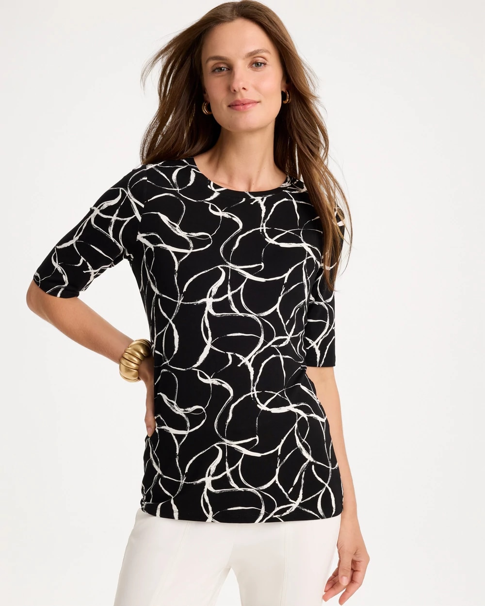 Abstract Touch of Cool™ Elbow-sleeve Layering Tee, photo 1 of 5