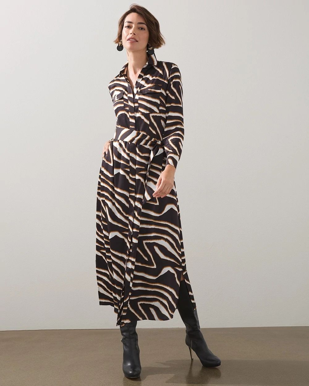 Animal Bands Maxi Shirt Dress