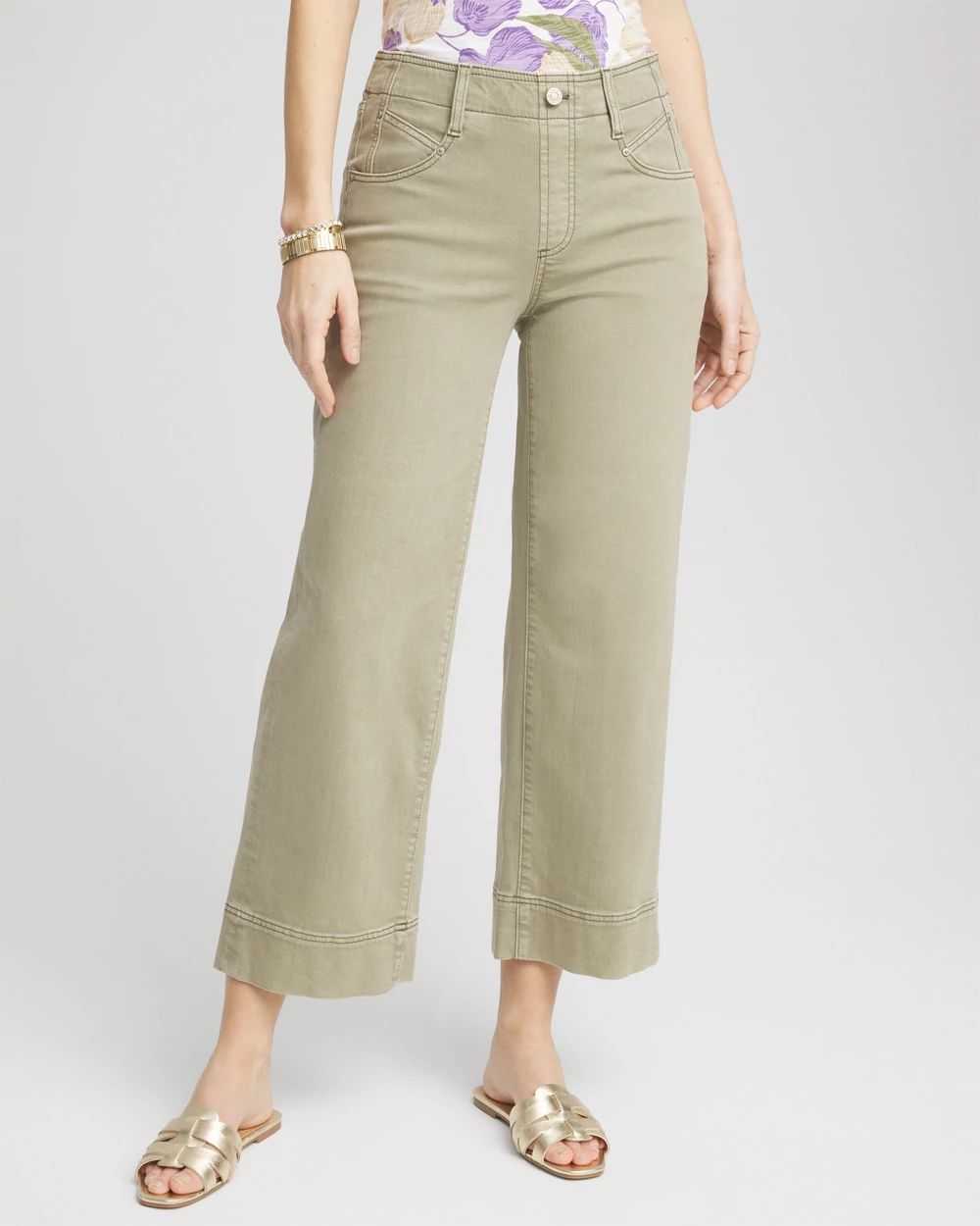 Petite Pull-On Wide-Leg Cropped Jeans