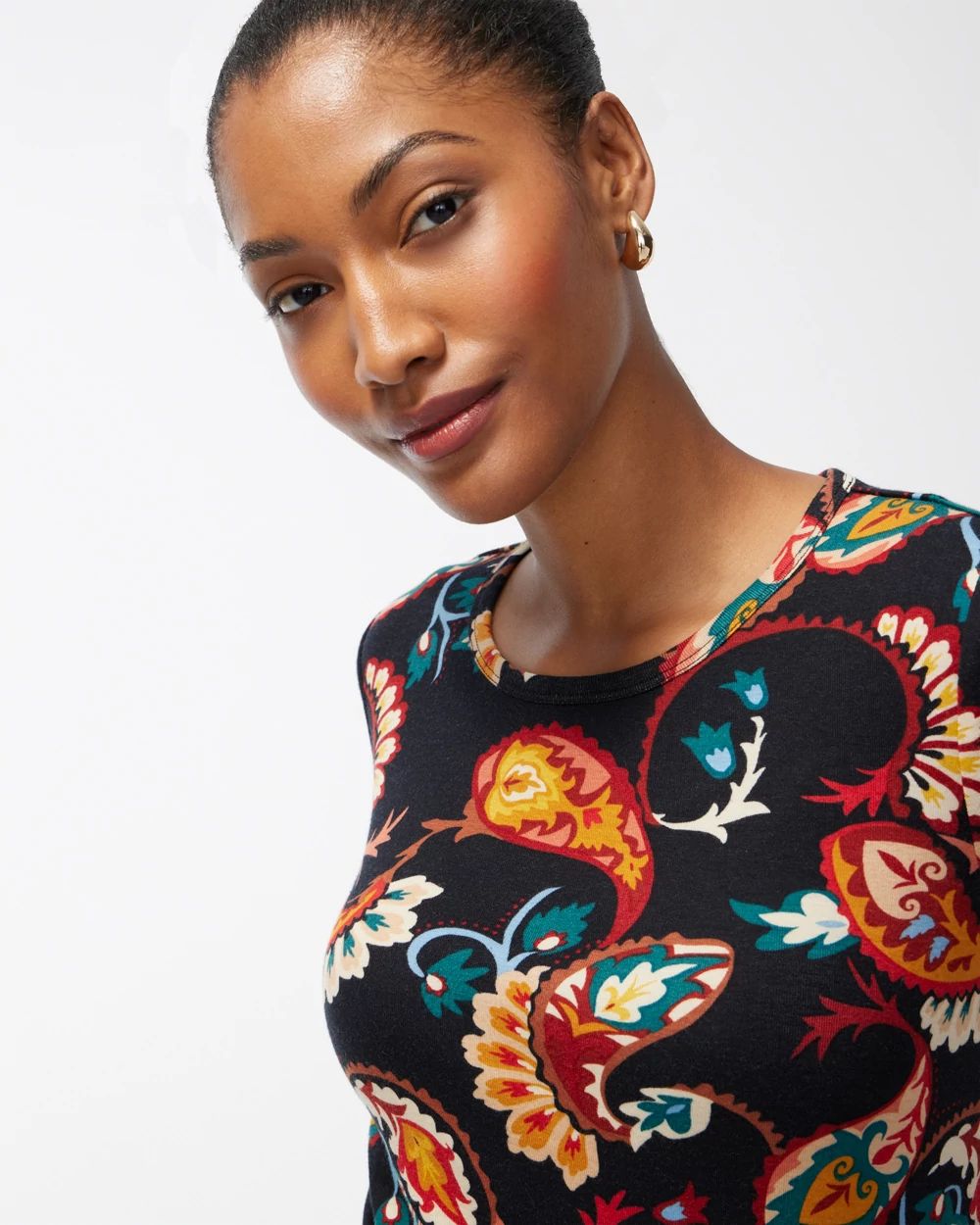 Pima Paisley 3/4 Sleeve Everyday Tee