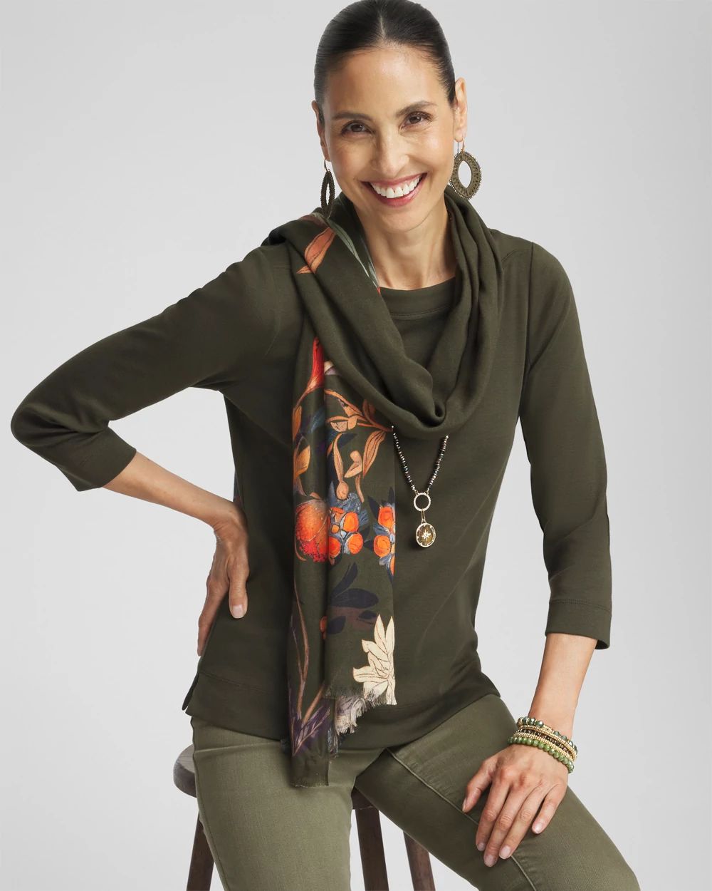 3/4 Sleeve Bateau Neck Tee click to view larger image.
