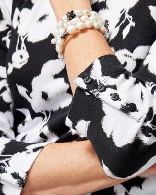 Pima Floral 3/4 Sleeve Everyday Tee