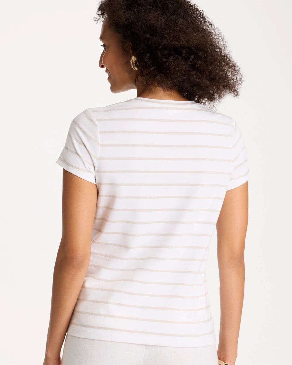 Cotton Stretch Striped Cap Sleeve Tee