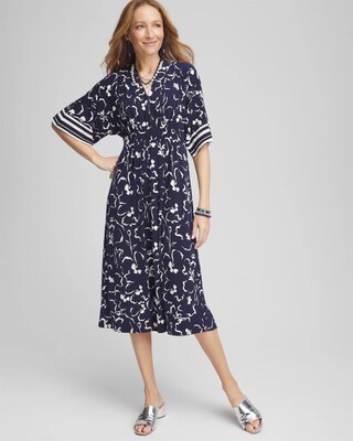 Pleated Jersey Midi Dress