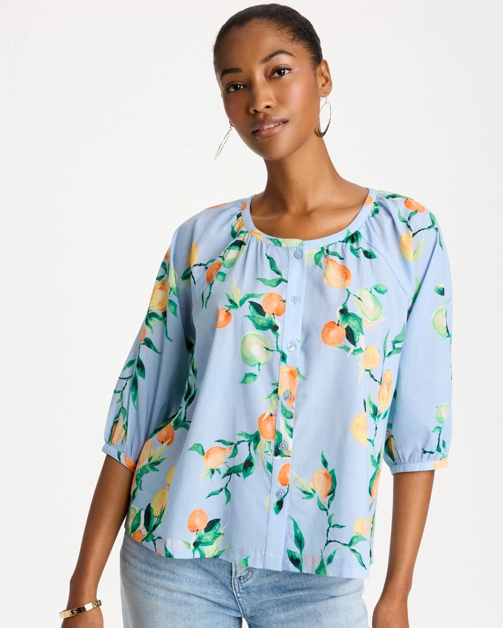 Cotton Voile Printed Blouse