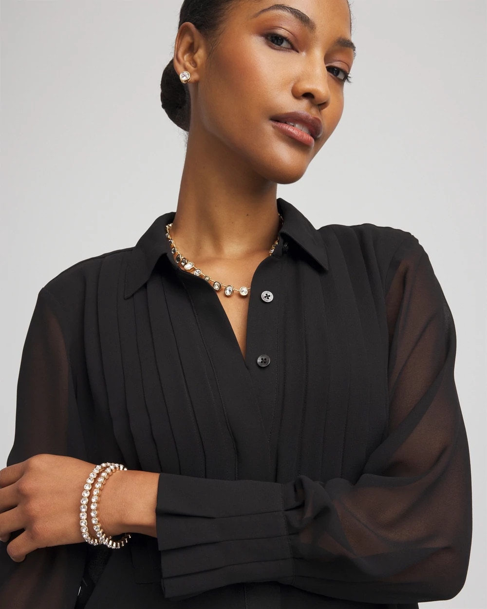 Pintuck Georgette Tunic