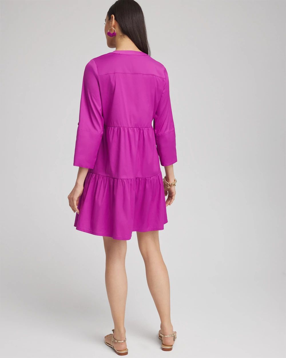 Poplin Roll Tab Sleeve Dress click to view larger image.