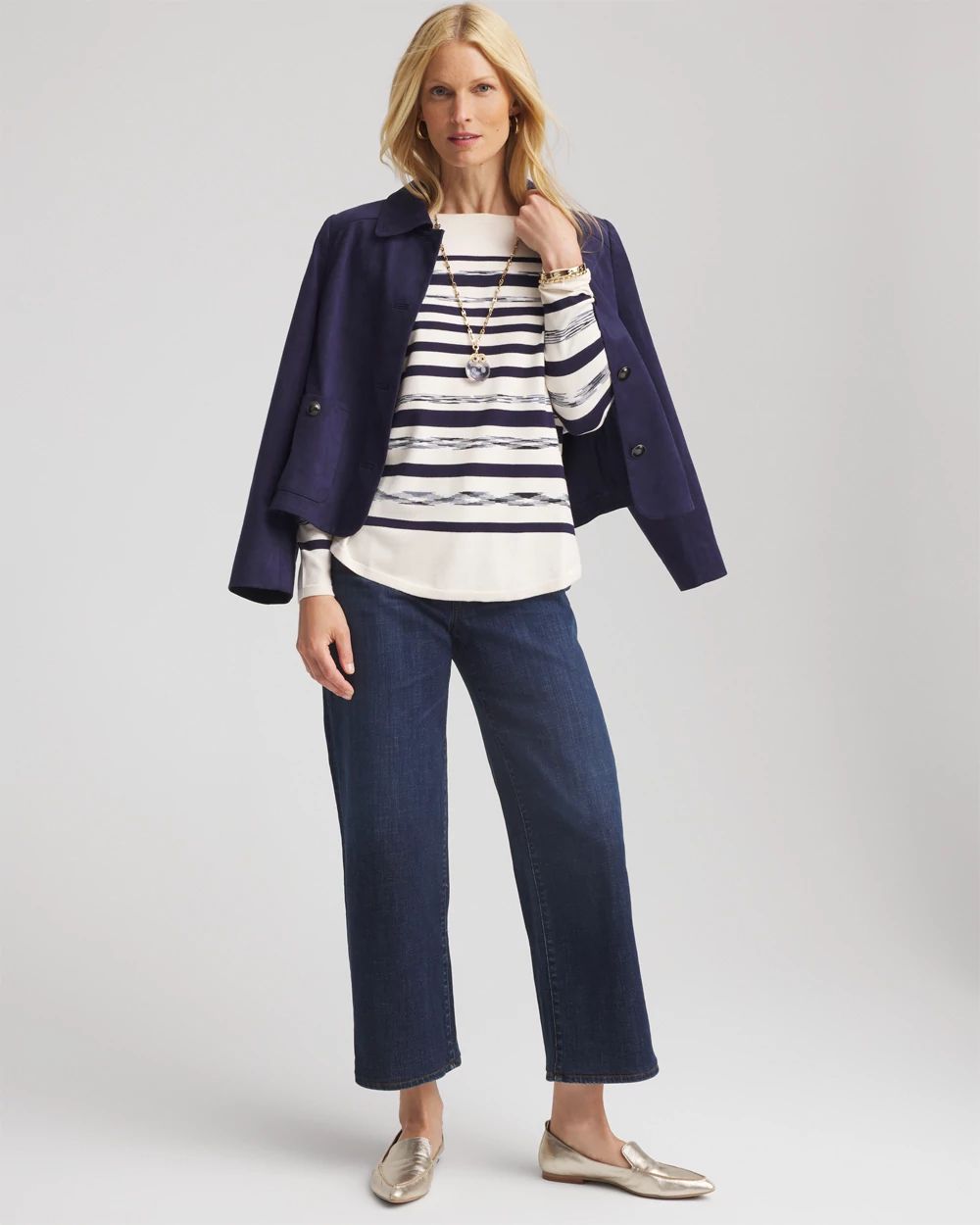 Ella Striped Ribbed-Bateau Pullover Sweater
