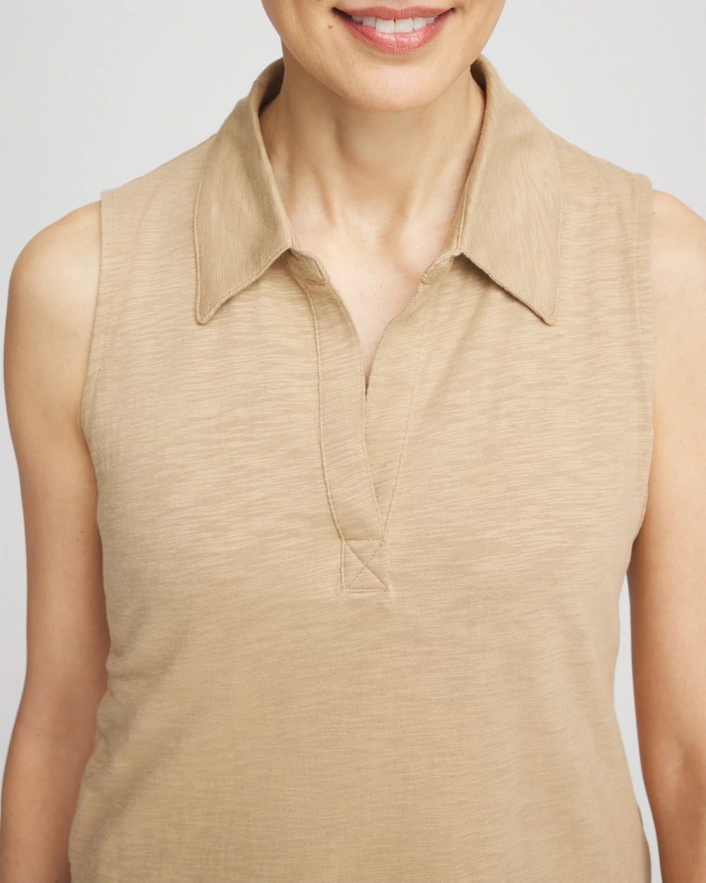 Slub Sleeveless Collared Tunic