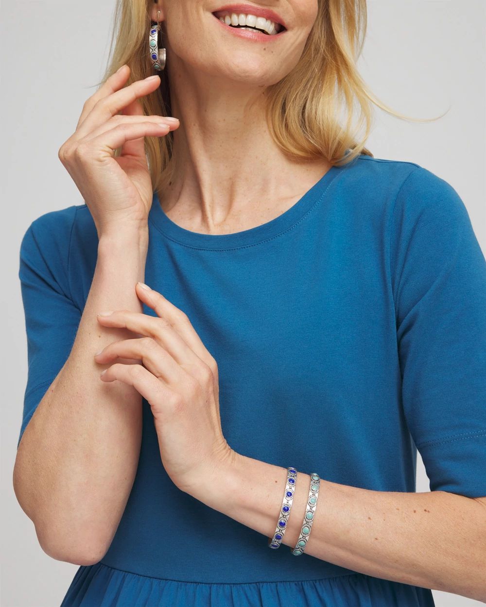 Blue Stone Flex Cuff Bracelet