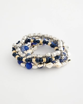 Stretch Set Of Five Genuine Stone Bracelets click to view larger image.