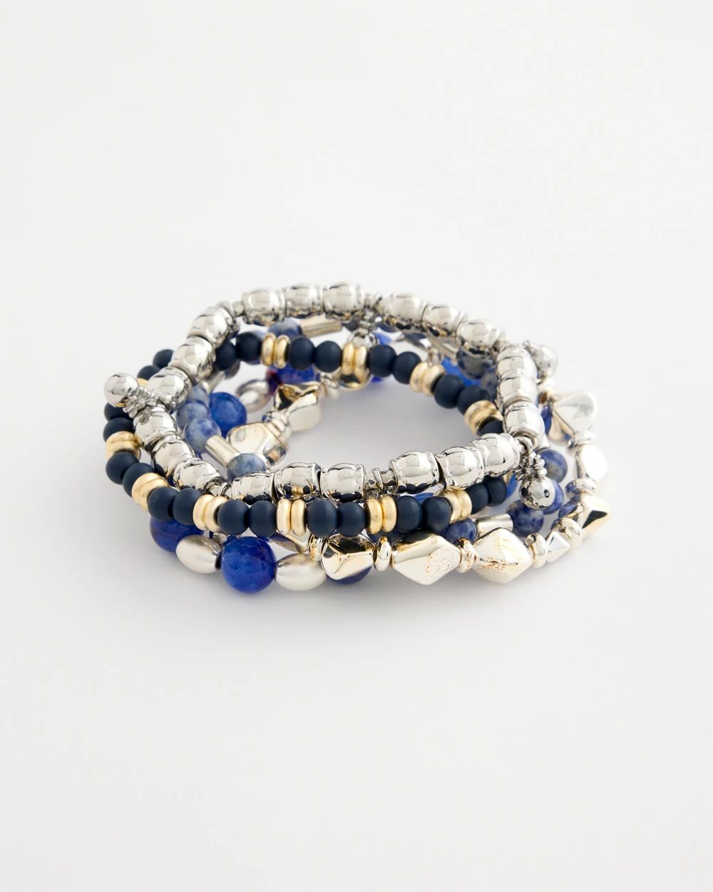 Stretch Set Of Five Genuine Stone Bracelets click to view larger image.