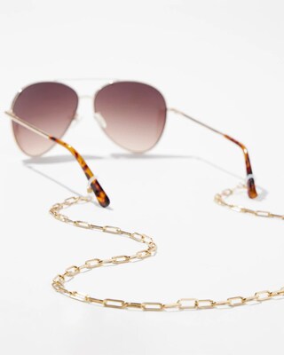 Gold Tone Paperclip Eyeglass Chain