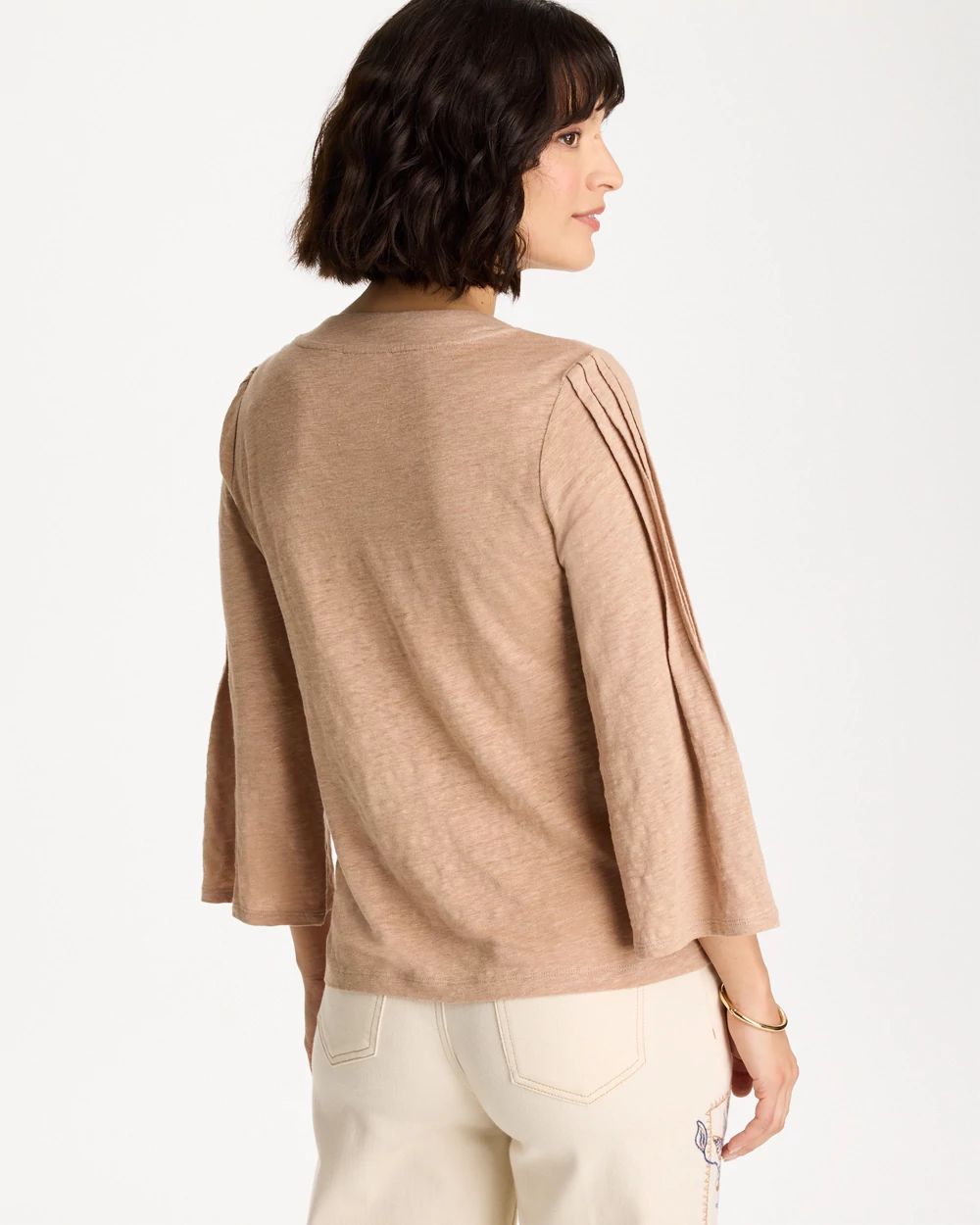 Linen Pleated Pintuck Tee