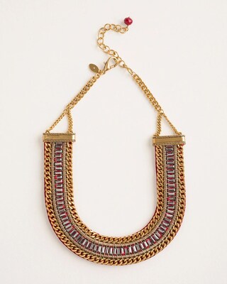 Goldtone Red Bib Necklace