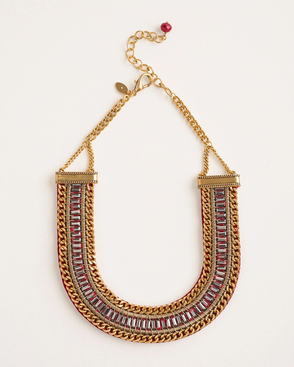 Goldtone Red Bib Necklace