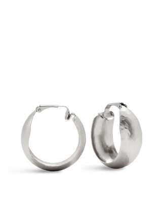 Roseya Silver Hammered Hoop Clip Earrings