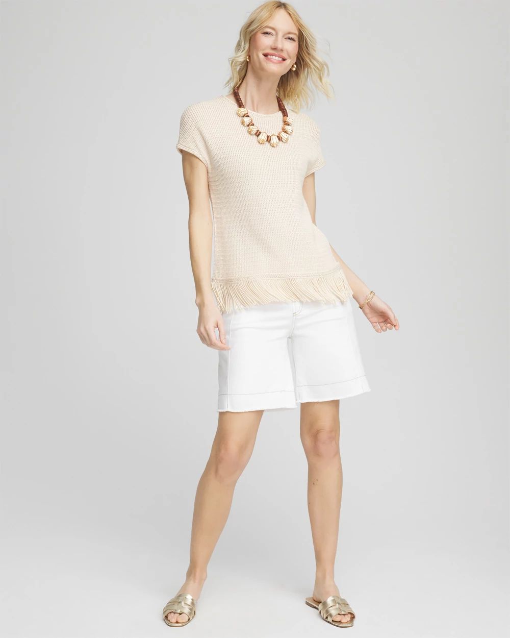 Fringe-Hem Dolman Sweater Tee