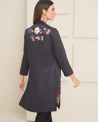 Embellished Floral-Print Duster