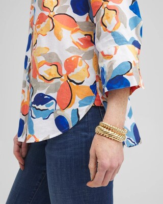 No Iron™ Linen Floral 3/4 Sleeve Shirt