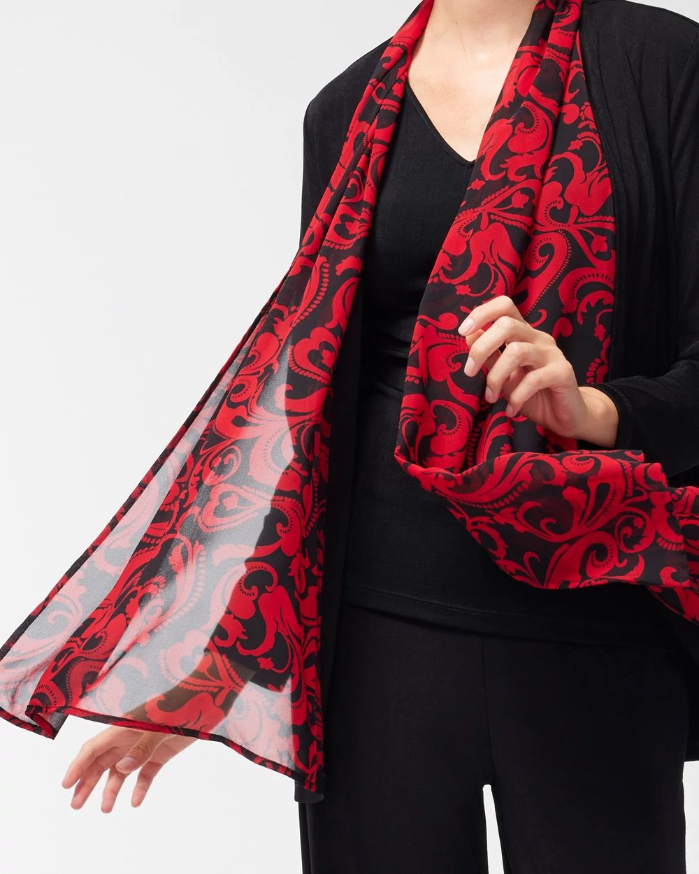 Travelers Chiffon Trim Scroll Print Jacket