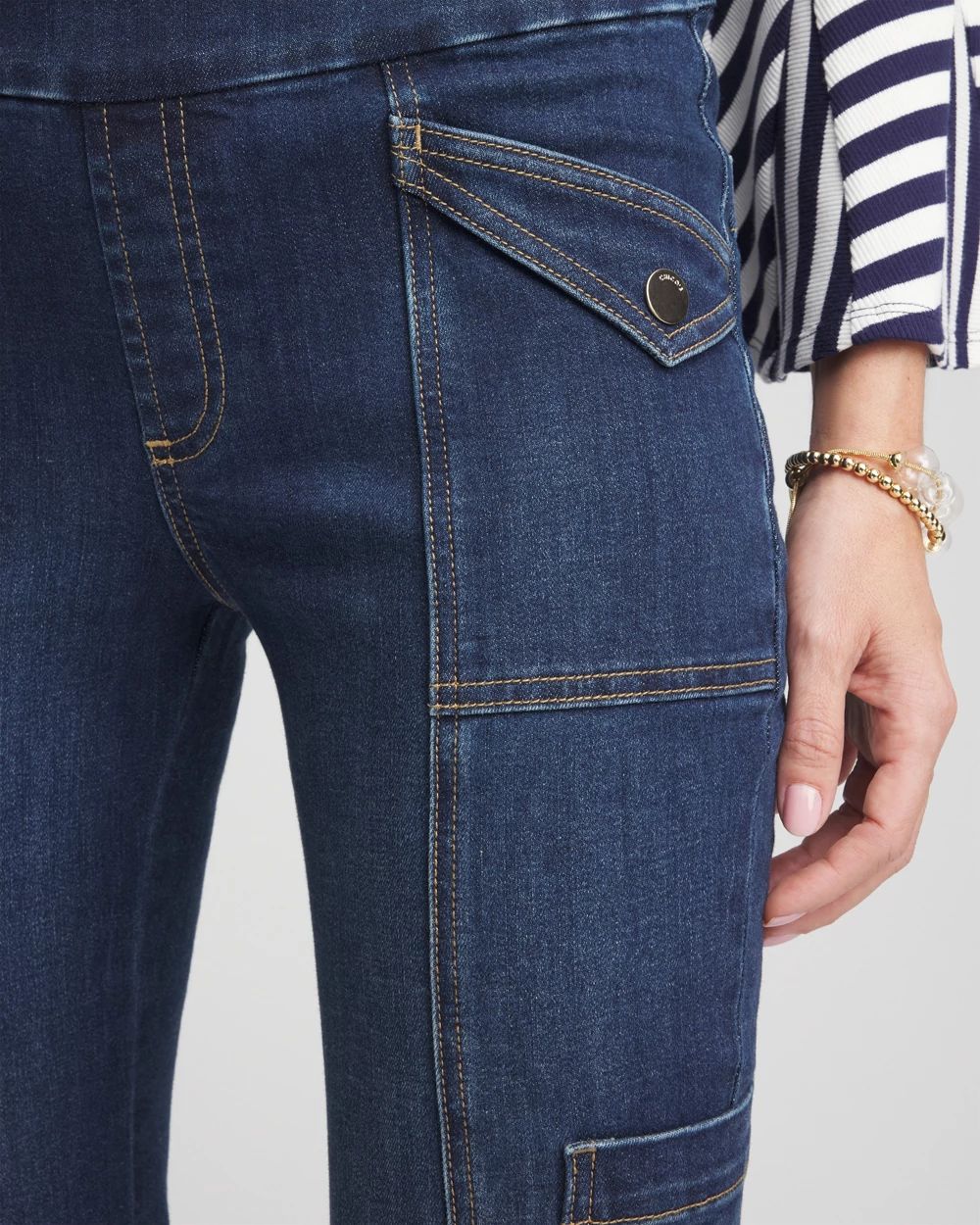 Petite Pull On Utility Bootcut Jeans