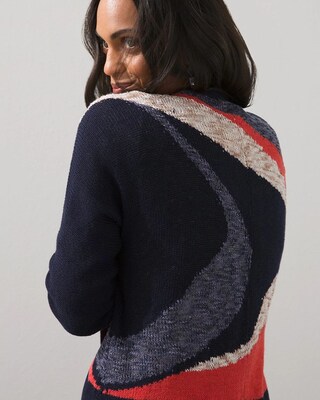 Jacquard Abstract Print Cardigan