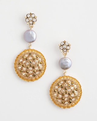 Gold Medallion Drop Earrings