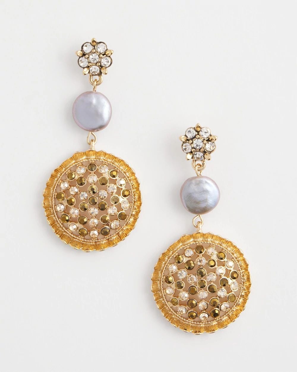 Gold Medallion Drop Earrings