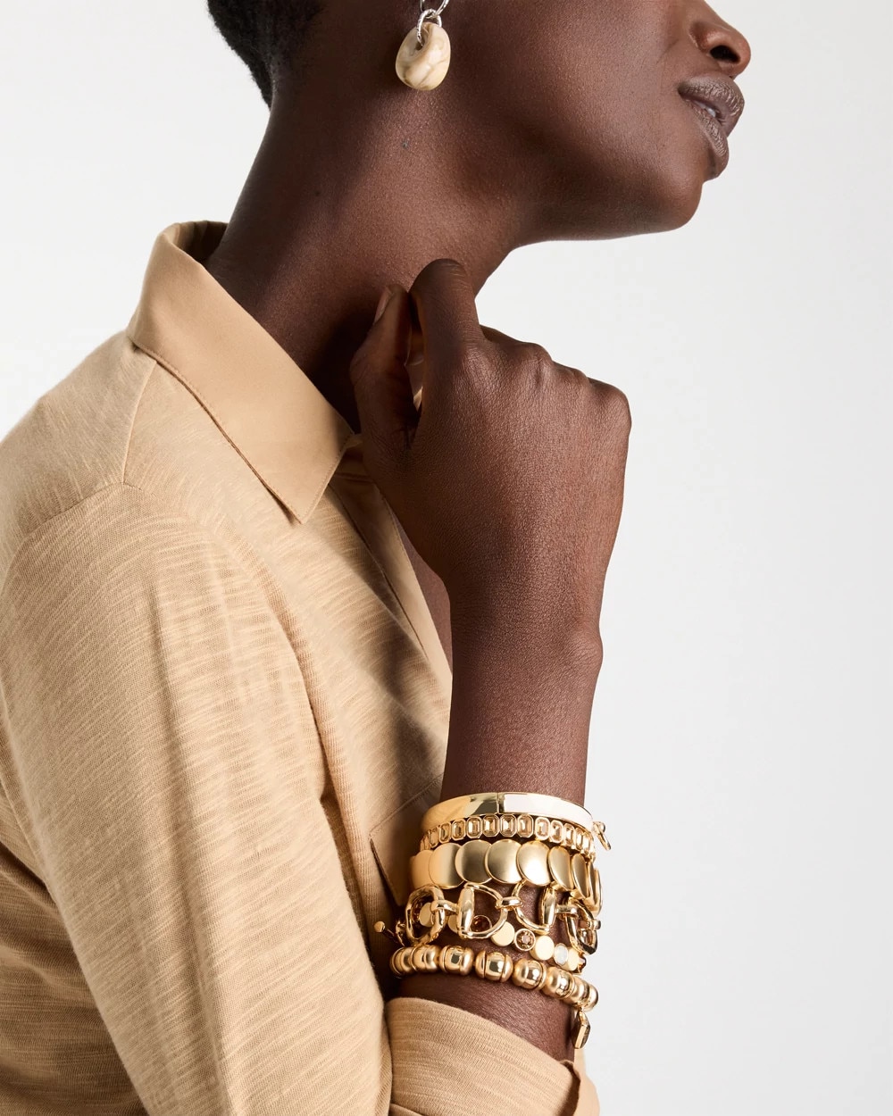 White Enamel Stretch Bracelet