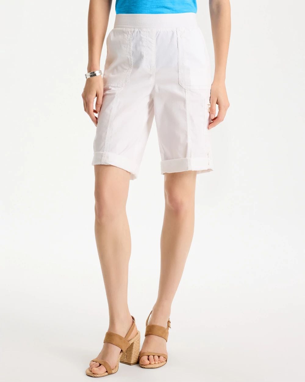 Poplin Cotton Roll-Tab Shorts