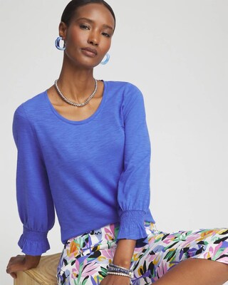 Smocked 3/4 Sleeve Tee