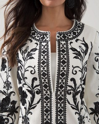 Black and White Embroidered Topper