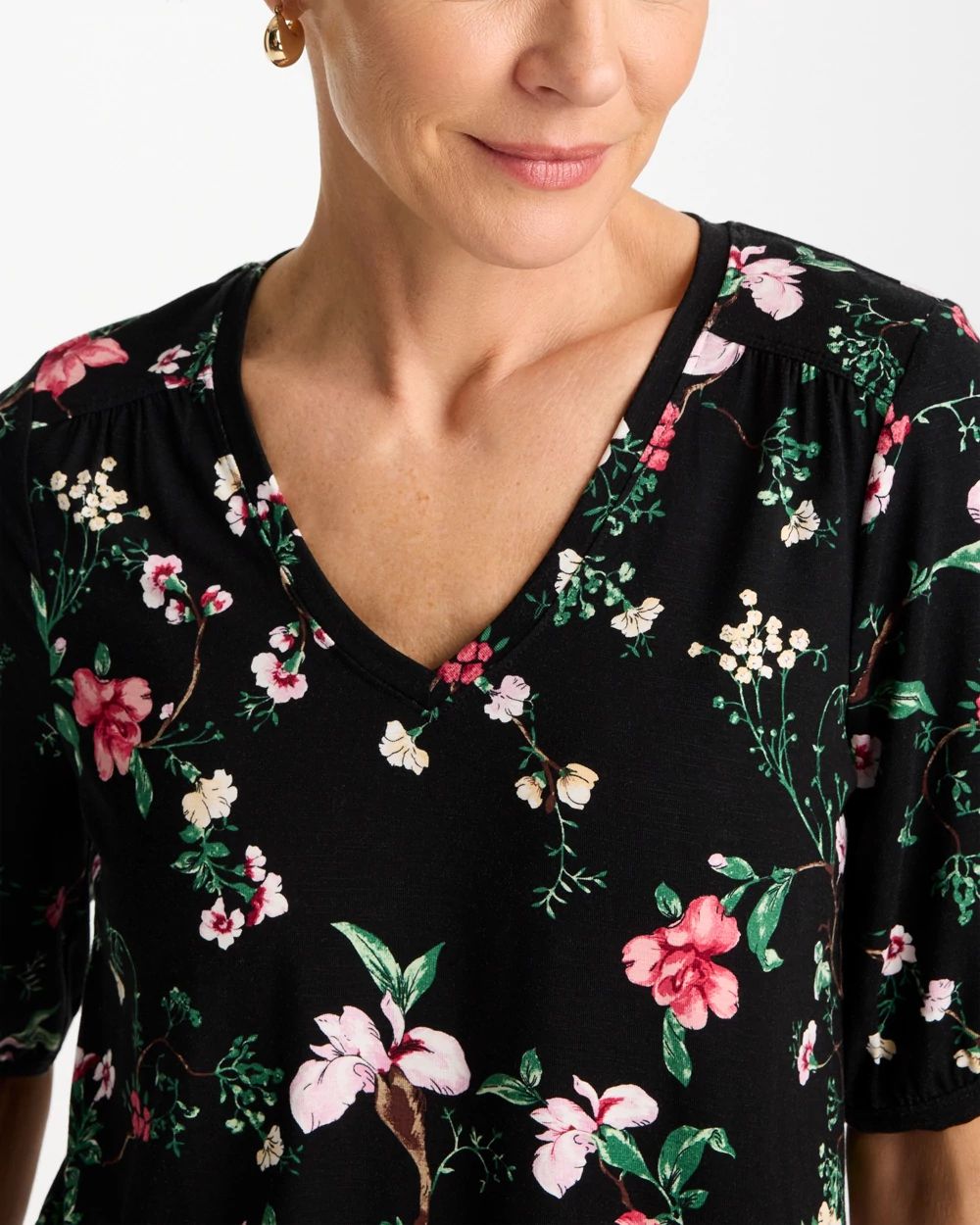 Kyoto Shirred Elbow Sleeve Tee click to view larger image.