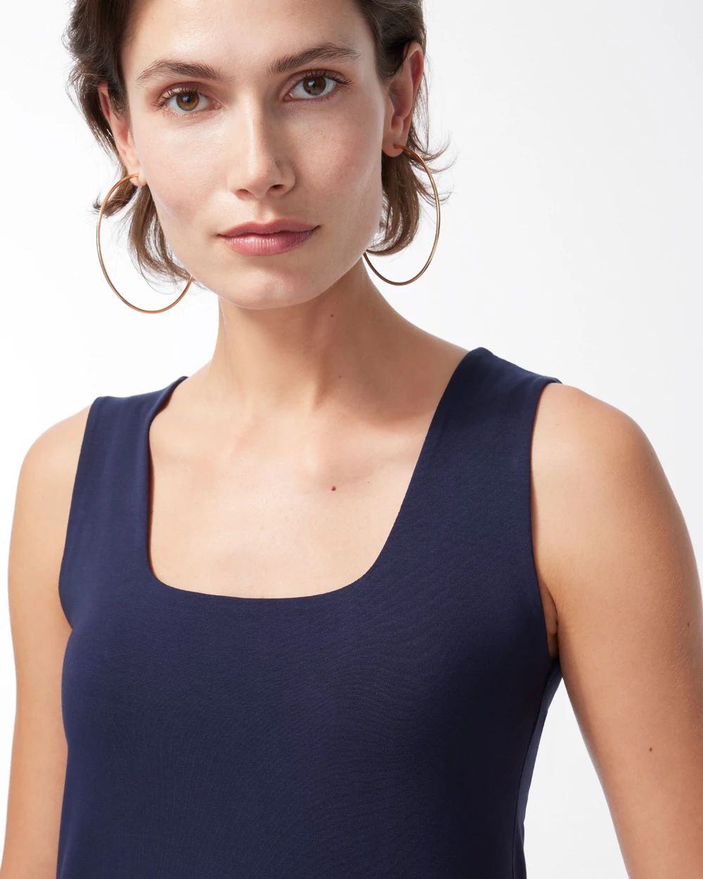 Contour Cotton™ Navy Square Neck Tank click to view larger image.