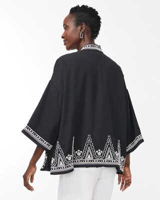 Embroidered Short Kimono