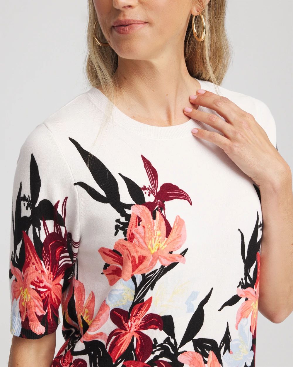 Floral Print Crewneck Sweater