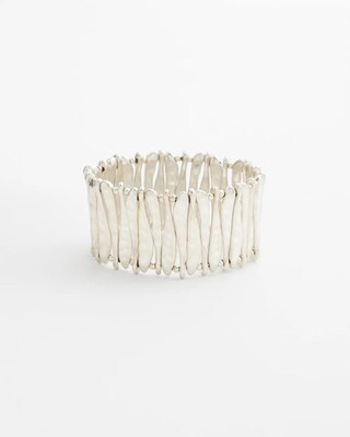 Silver Tone Stretch Cuff Bracelet