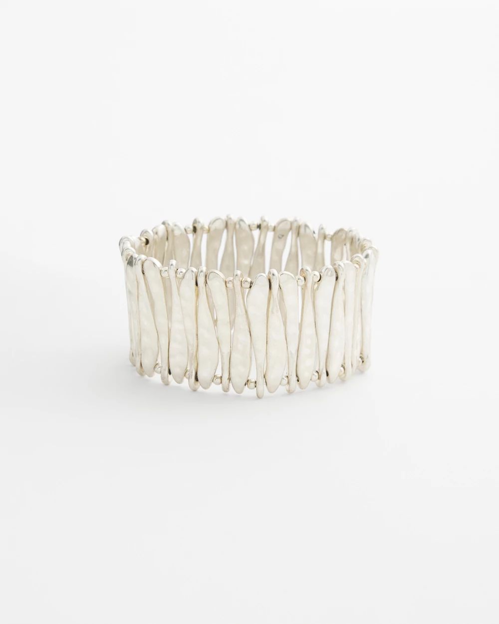 Silver Tone Stretch Cuff Bracelet