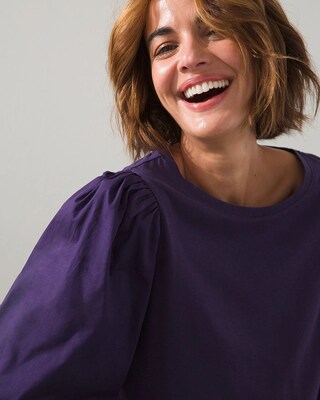 Poplin Blouson Sleeve Tee