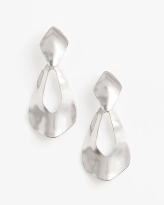 No Droop™ Hammered Silver Tone Teardrop Clip Earrings