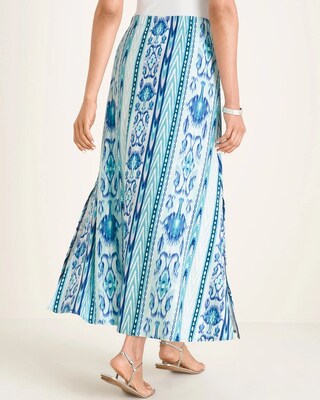 Ikat-Print Double Side-Slit Maxi Skirt