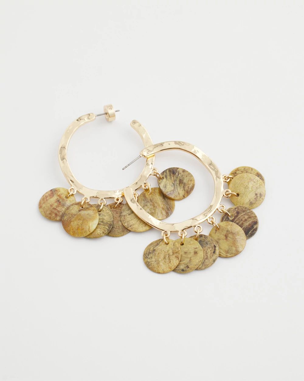 No Droop® Shell-Disc Hoop Earrings