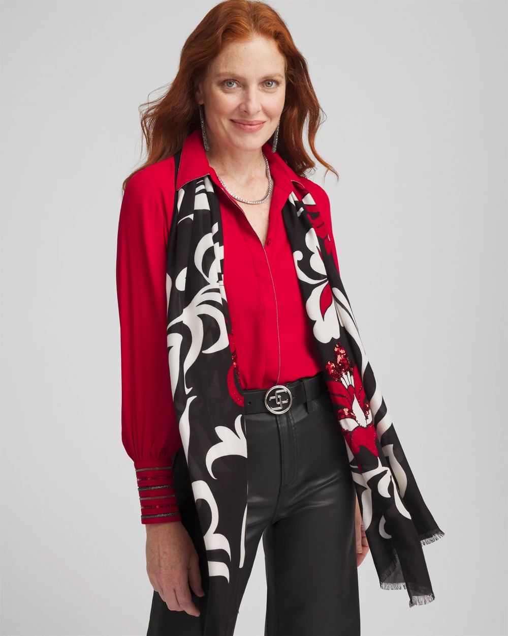 Embellished Floral Scarf