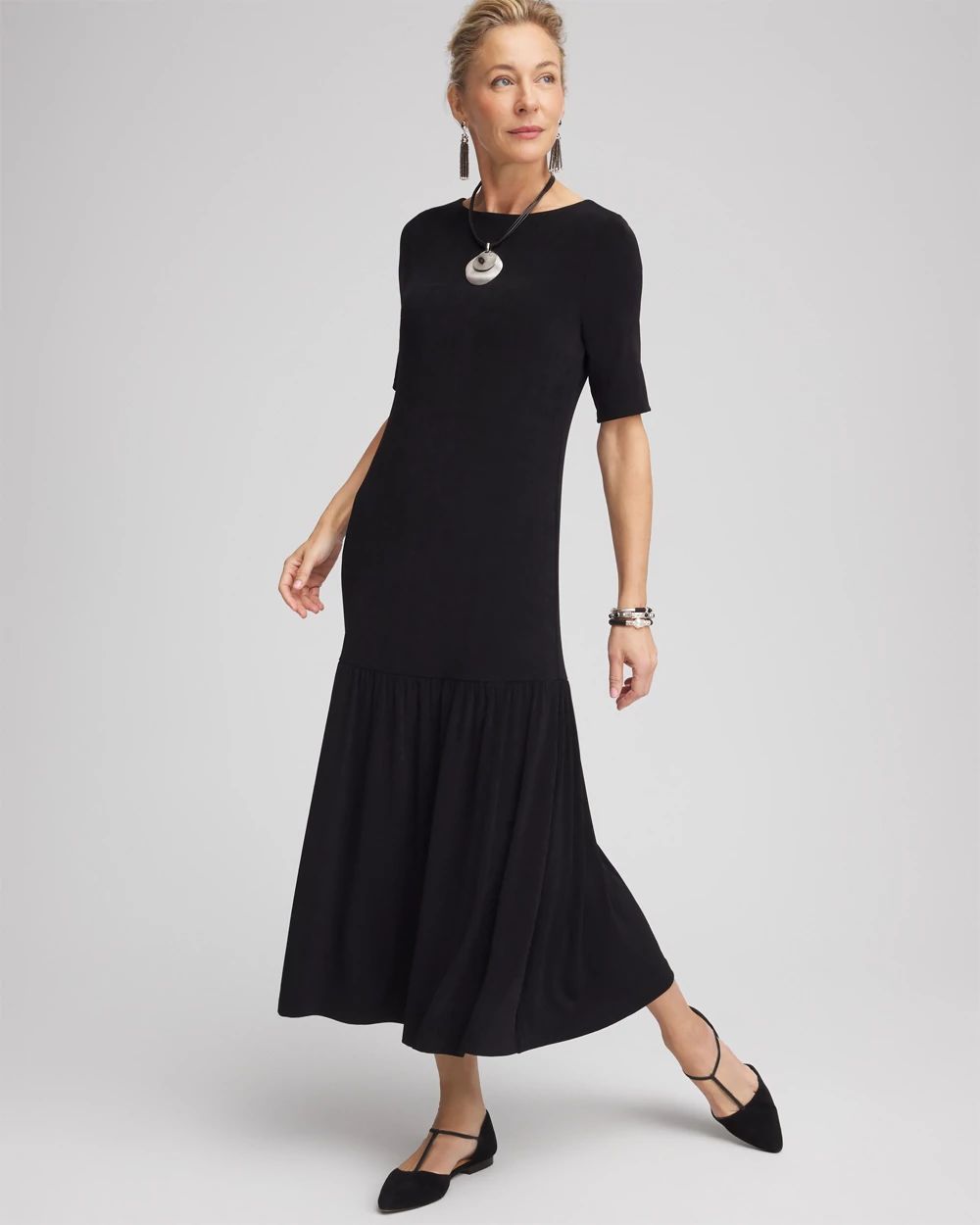 Travelers™ Boatneck Drop-Waist Dress click to view larger image.