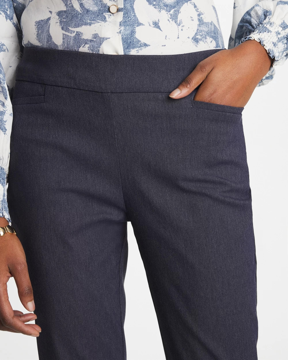 Indigo Brigitte™ Slim Pull-On Ankle Pants