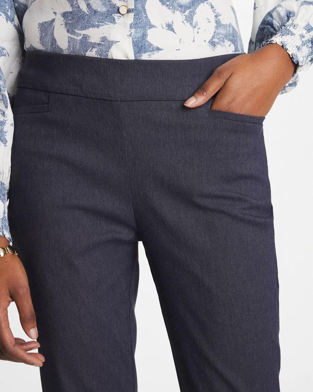 Indigo Brigitte™ Slim Pull-On Ankle Pants click to view larger image.